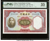 China Central Bank of China 500 Yuan 1936 Pick 221a S/M#C300-106 PMG Choice Very Fine 35. An alluring grandly-sized example with deep inks printed by ...