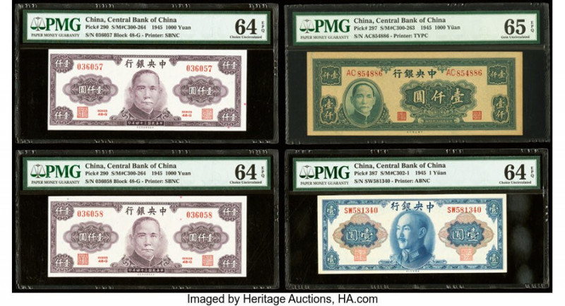 China Group Lot of 4 Examples PMG Gem Uncirculated 65 EPQ; Choice Uncirculated 6...