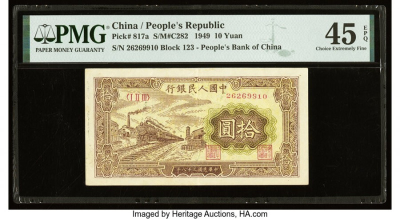 China People's Bank of China 10 Yuan 1949 Pick 817a S/M#C282-24 PMG Choice Extre...