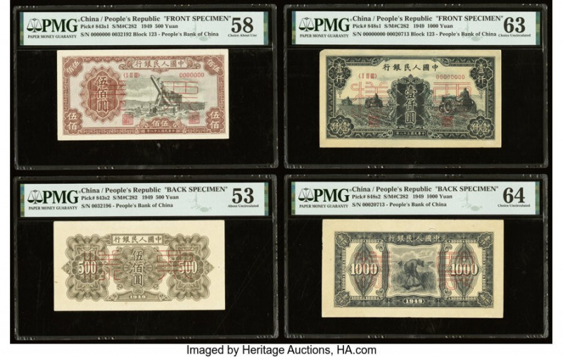 China People's Bank of China 500; 1000 Yuan 1949 Pick 843s1; 843s2; 848s1; 848s2...