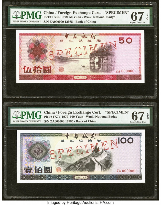 China Bank of China, Foreign Exchange Certificate 50; 100 Yuan 1979 Pick FX6s; F...