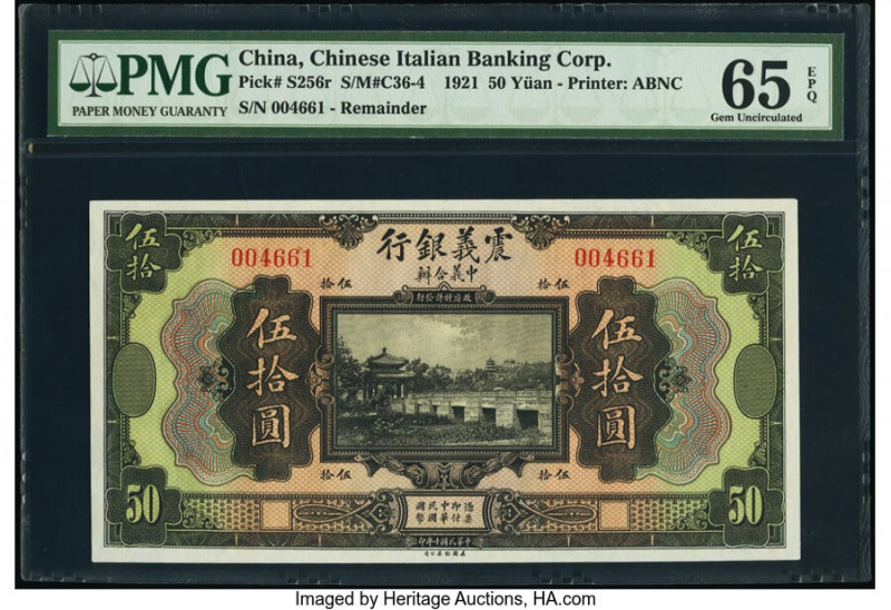 China Chinese Italian Banking Corporation 50 Yuan 15.9.1921 Pick S256r Remainder...