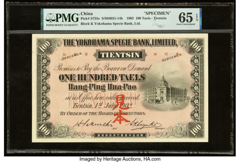 China Yokohama Specie Bank Limited, Tientsin 100 Taels 1.7.1902 Pick S735s S/M#H...