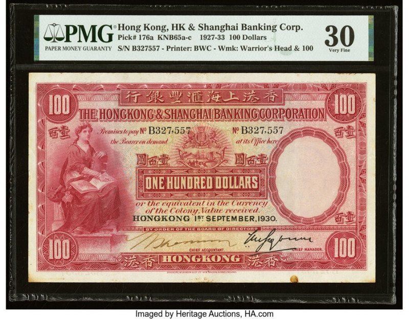 Hong Kong Hongkong & Shanghai Banking Corp. 100 Dollars 1.9.1930 Pick 176a KNB65...