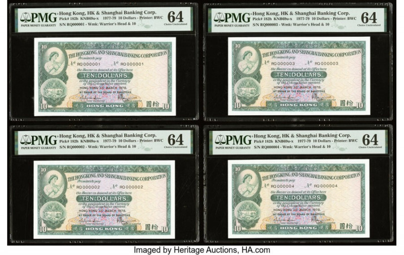 Low Serial Numbers 1-10 Hong Kong Hongkong & Shanghai Banking Corp. 10 Dollars 3...