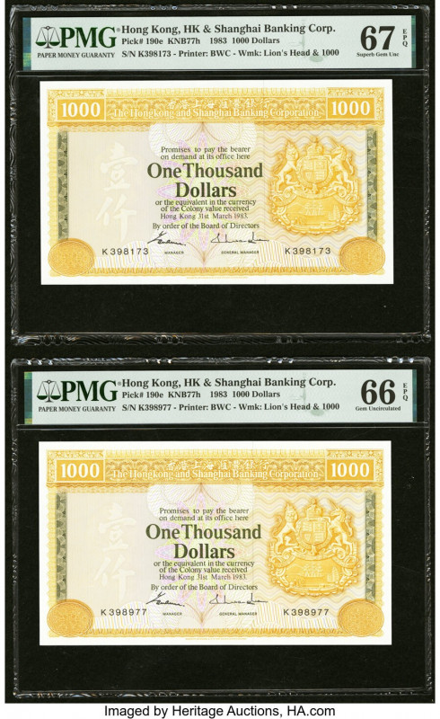 Hong Kong Hongkong & Shanghai Banking Corp. 1000 Dollars 31.3.1983 Pick 190e Two...