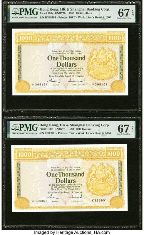 Hong Kong Hongkong & Shanghai Banking Corp. 1000 Dollars 31.3.1983 Pick 190e Two...