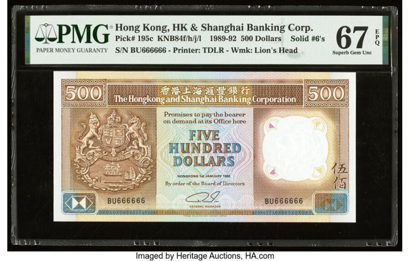 Solid 6's Hong Kong Hongkong & Shanghai Banking Corp. 500 Dollars 1.1.1992 Pick ...