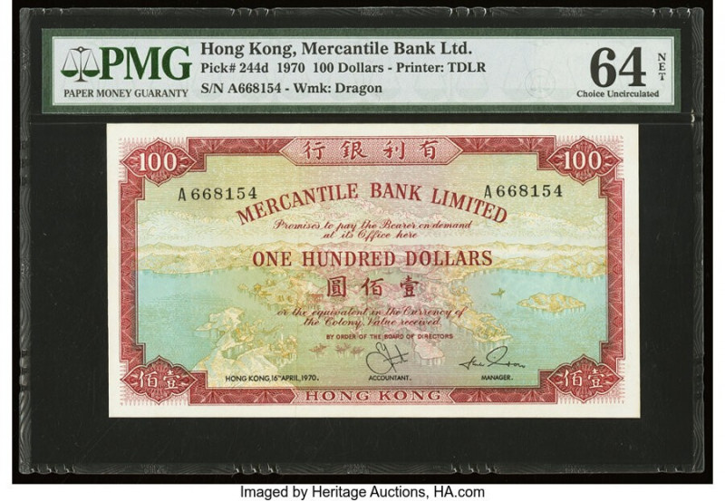 Hong Kong Mercantile Bank Ltd. 100 Dollars 16.4.1970 Pick 244d KNB20d PMG Choice...