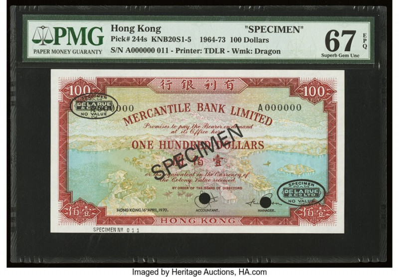 Hong Kong Mercantile Bank Ltd. 100 Dollars 16.4.1970 Pick 244s KNB20S Specimen P...