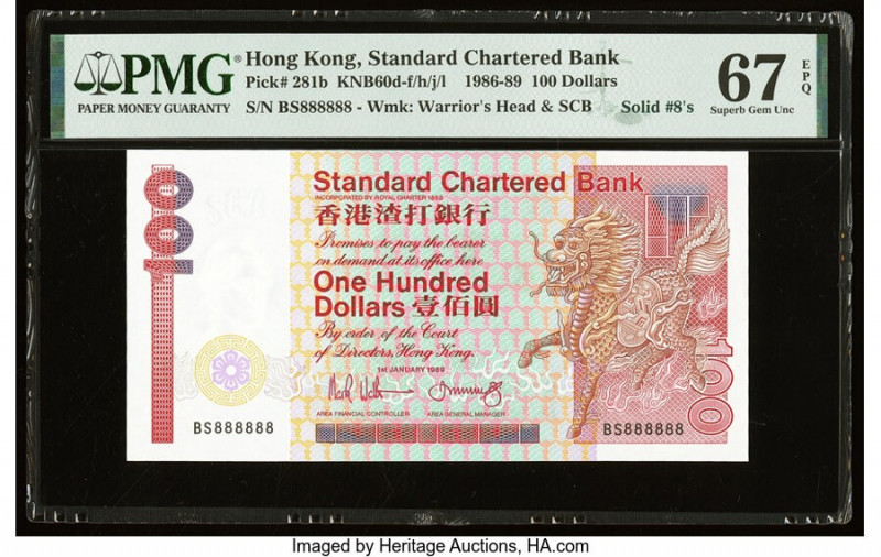 Solid 8's Hong Kong Standard Chartered Bank 100 Dollars 1.1.1989 Pick 281b KNB60...