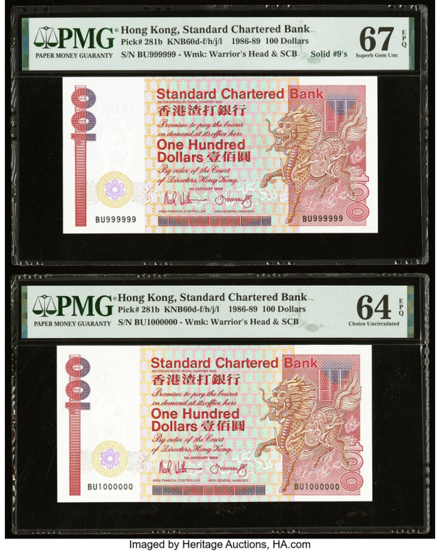 Solid 9s and 1 Million Hong Kong Standard Chartered Bank 100 Dollars 1.1.1989 Pi...