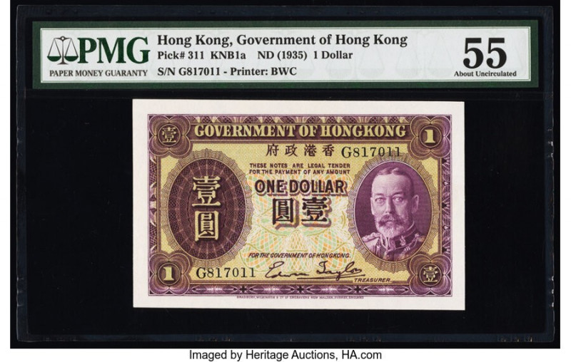 Hong Kong Government of Hong Kong 1 Dollar ND (1935) Pick 311 KNB1a PMG About Un...