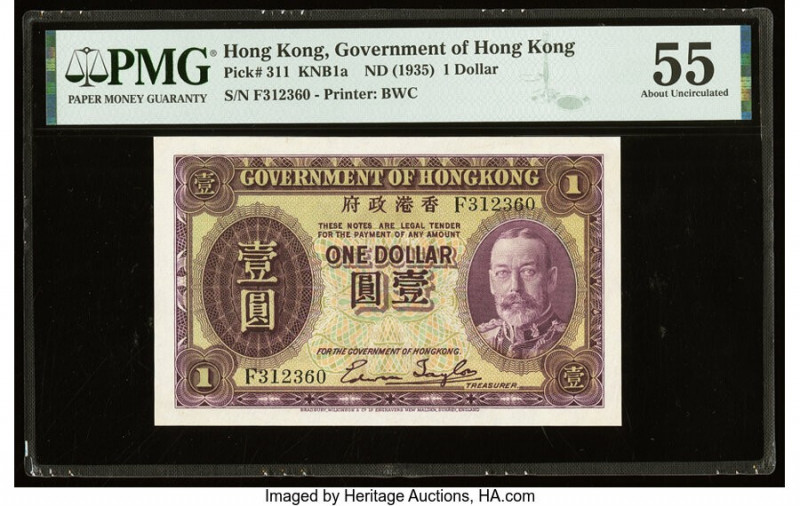 Hong Kong Government of Hong Kong 1 Dollar ND (1935) Pick 311 KNB1a PMG About Un...