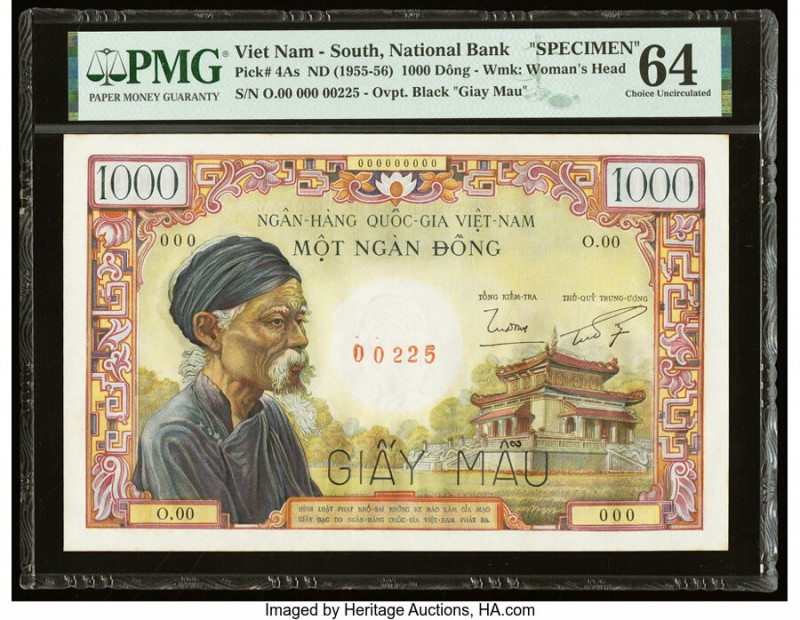 South Vietnam National Bank of Viet Nam 1000 Dong ND (1955-56) Pick 4As Specimen...