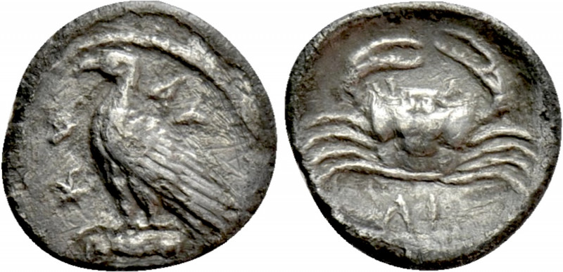 SICILY. Akragas. Litra (Circa 450-440 BC). 

Obv: AK / RA. 
Sea eagle standin...