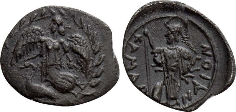 SICILY. Kamarina. Litra (Circa 461-435 BC).

Obv: Nike flying left; to lower l...
