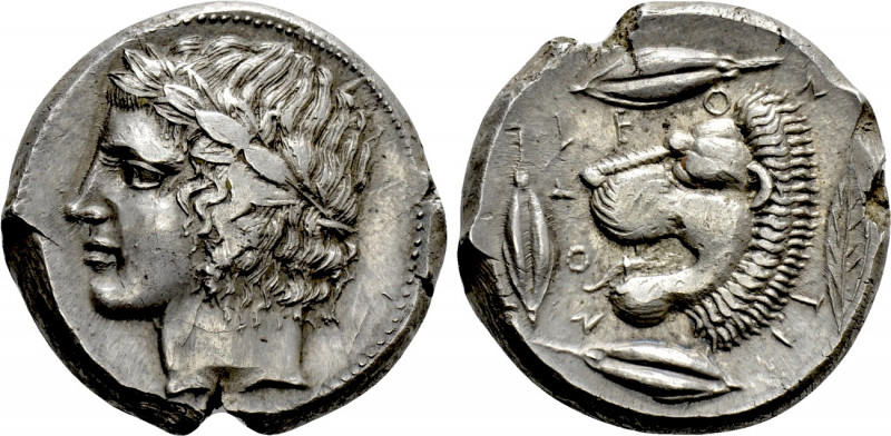 SICILY. Leontinoi. Tetradrachm (Circa 430-425 BC).

Obv: Laureate head of Apol...