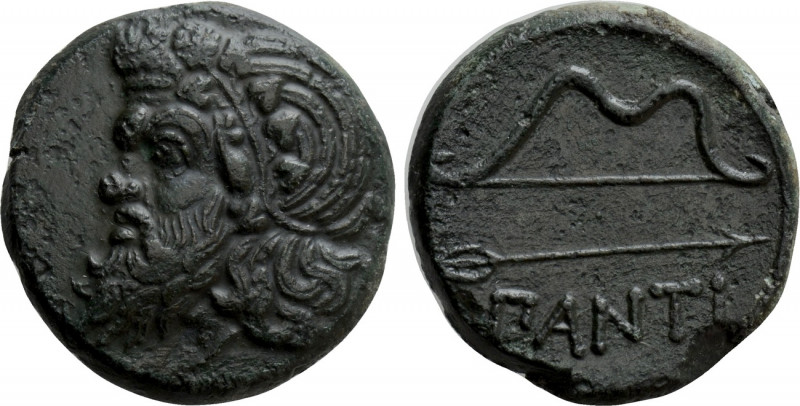 CIMMERIAN BOSPOROS. Pantikapaion. Ae (Circa 340-325 BC). 

Obv: Wreathed head ...