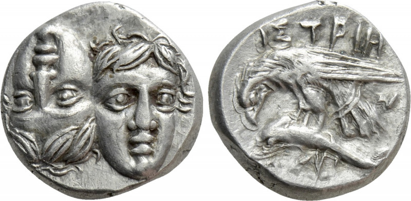 MOESIA. Istros. Drachm (4th century BC). 

Obv: Facing male heads, the left in...