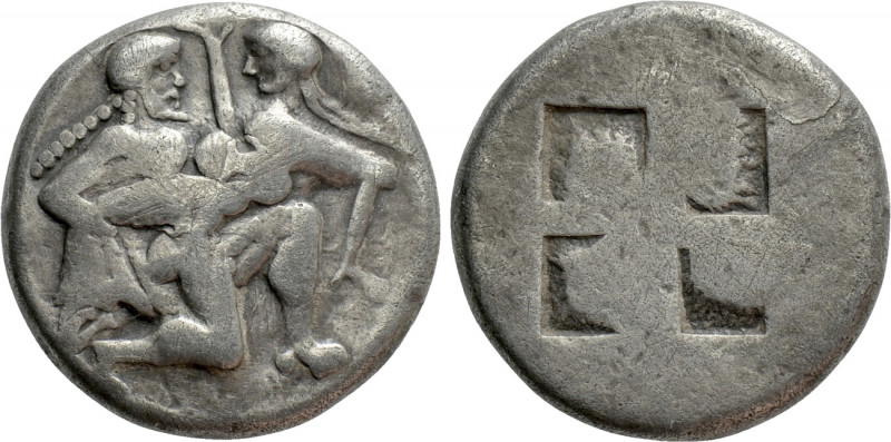 THRACE. Thasos. Stater (Circa 500-480 BC). 

Obv: Ithyphallic satyr advancing ...