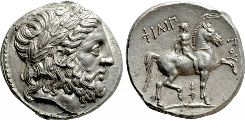 KINGS OF MACEDON. Philip II (359-336 BC). Tetradrachm. Pella. 

Obv: Laureate ...