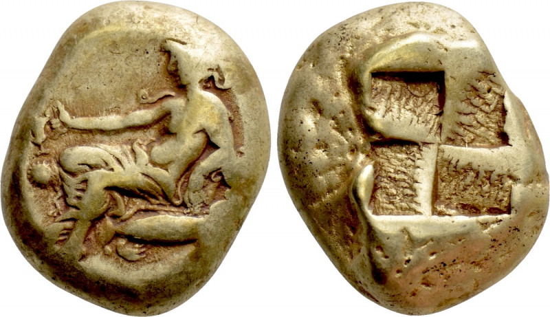 MYSIA. Kyzikos. EL Stater (Circa 400-330 BC). 

Obv: Dionysos, seated left on ...