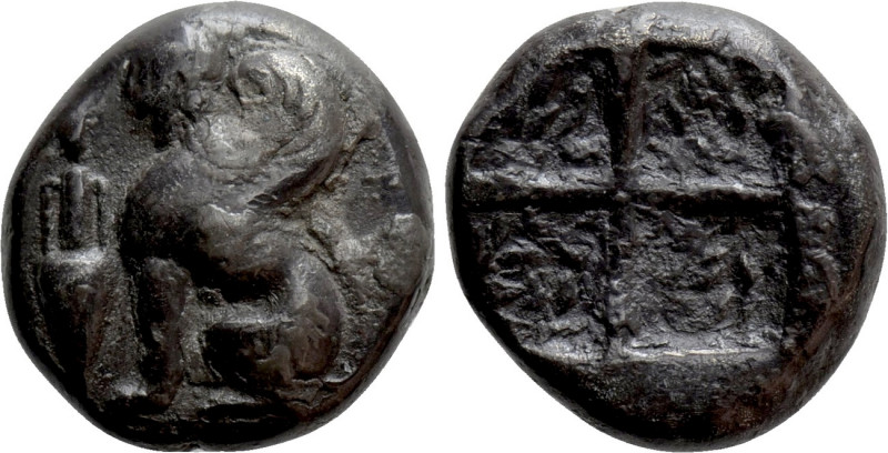 IONIA. Chios. Drachm (Circa 400-380 BC). 

Obv: Sphinx seated left; to left, g...