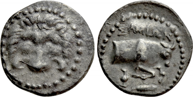 IONIA. Samos. Drachm (Circa 210-185 BC). 

Obv: Facing lion scalp.
Rev: ΣAMIΩ...