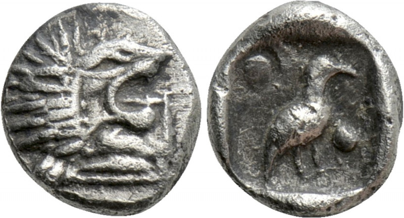 CARIA. Mylasa. Tetartemorion (Circa 420-390 BC). 

Obv: Head of roaring lion r...