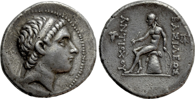 SELEUKID KINGDOM. Antiochos III 'the Great' (222-187 BC). Tetradrachm. "Rose" mi...