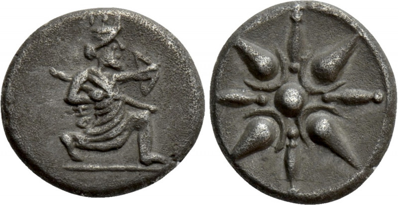 ACHAEMENID EMPIRE. Uncertain. Diobol (?) (Circa 500-400 BC). 

Obv: Persian ki...