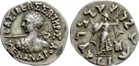 KINGS OF BAKTRIA. Greco-Baktrian Kingdom. Menander I Soter (Circa 155-130 BC). Drachm