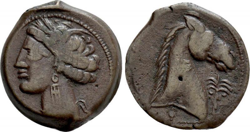 CARTHAGE. Ae (Circa 300-264 BC). Mint on Sardinia. 

Obv: Wreathed head of Tan...