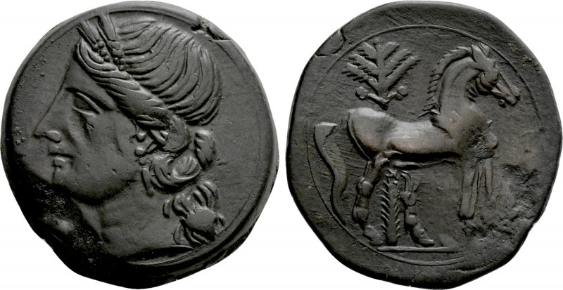 CARTHAGE. Second Punic War. Trishekel (Circa 220-215 BC). 

Obv: Wreathed head...