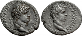 CAPPADOCIA. Caesarea. Nero with Divus Claudius (54-68). Didrachm