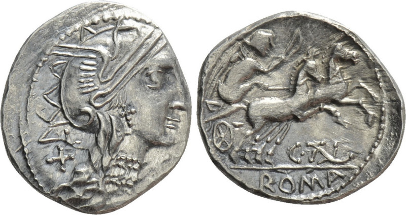 C. THALNA. Denarius (After 154 BC). Contemporary imitation of Rome. 

Obv: Sty...