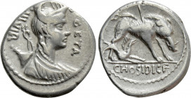 C. HOSIDIUS C.F. GETA. Denarius (64 BC). Rome