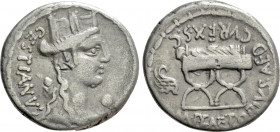 M. PLAETORIUS M. F. CESTIANUS. Denarius (57 BC). Rome