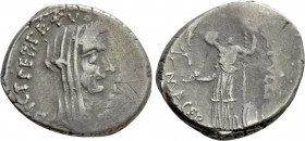 JULIUS CAESAR. Denarius (44 BC). Rome. P. Sepullius Macer, moneyer