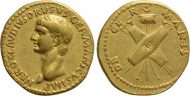 NERO CLAUDIUS DRUSUS (Died 9 BC). GOLD Aureus. Lugdunum. Struck under Claudius
