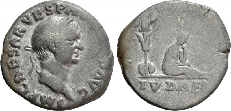 VESPASIAN (69-79). Denarius. Rome. "Judaea Capta" issue. 

Obv: IMP CAESAR VES...