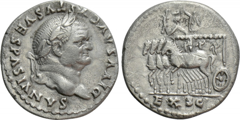 DIVUS VESPASIAN (Died 79). Denarius. Rome. "Judaea Capta" issue. Struck under Ti...