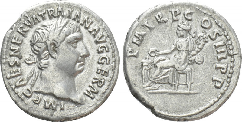 TRAJAN (98-117). Denarius. Rome. 

Obv: IMP CAES NERVA TRAIAN AVG GERM. 
Laur...