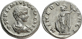GETA (Caesar, 198-209). Denarius. Laodicea ad Mare
