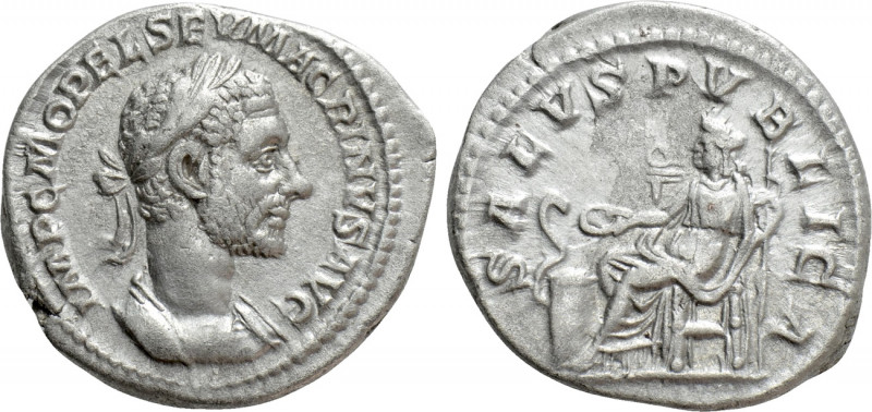 MACRINUS (217-218). Denarius. Rome. 

Obv: IMP C M OPEL SEV MACRINVS AVG. 
La...