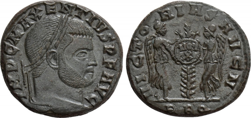 MAXENTIUS (307-312). Follis. Rome. 

Obv: IMP C MAXENTIVS P F AVG. 
Laureate ...