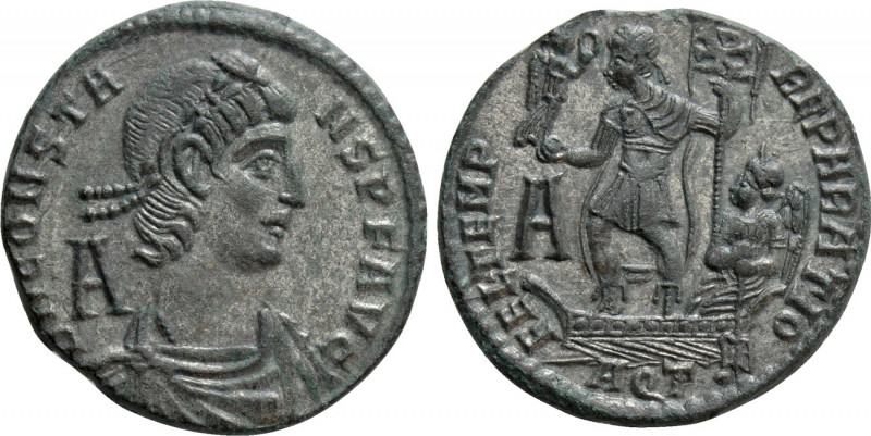 CONSTANS (337-350). Ae. Aquileia. 

Obv: D N CONSTANS P F AVG. 
Diademed, dra...