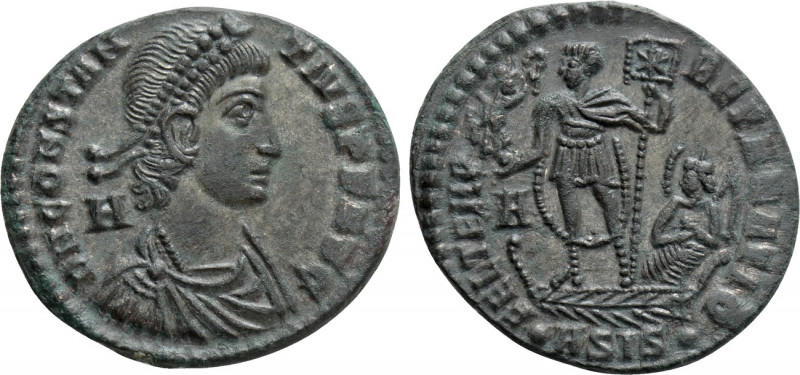 CONSTANTIUS II (337-361). Ae. Siscia. 

Obv: D N CONSTANTIVS P F AVG. 
Diadem...