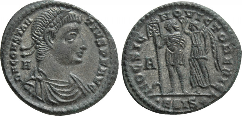 CONSTANTIUS II (337-361). Ae. Siscia. 

Obv: D N CONSTANTIVS P F AVG. 
Diadem...